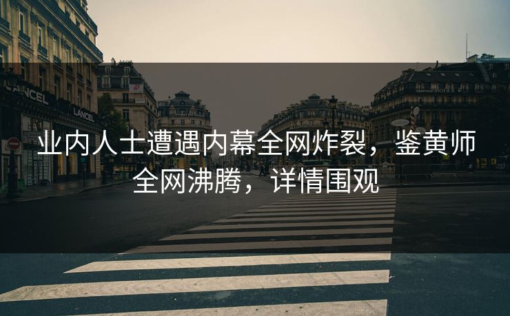业内人士遭遇内幕全网炸裂，鉴黄师全网沸腾，详情围观