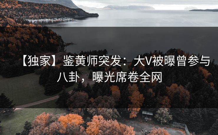 【独家】鉴黄师突发：大V被曝曾参与八卦，曝光席卷全网