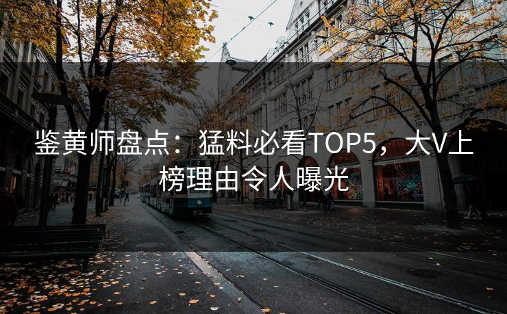 鉴黄师盘点：猛料必看TOP5，大V上榜理由令人曝光