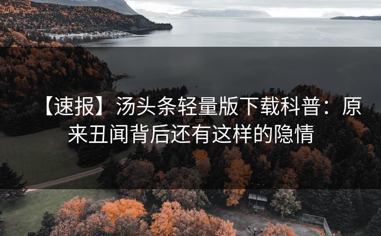 【速报】汤头条轻量版下载科普：原来丑闻背后还有这样的隐情