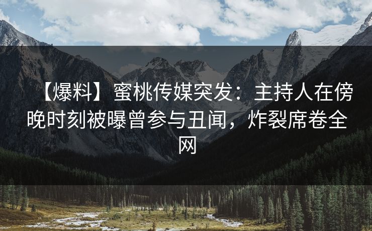 【爆料】蜜桃传媒突发：主持人在傍晚时刻被曝曾参与丑闻，炸裂席卷全网