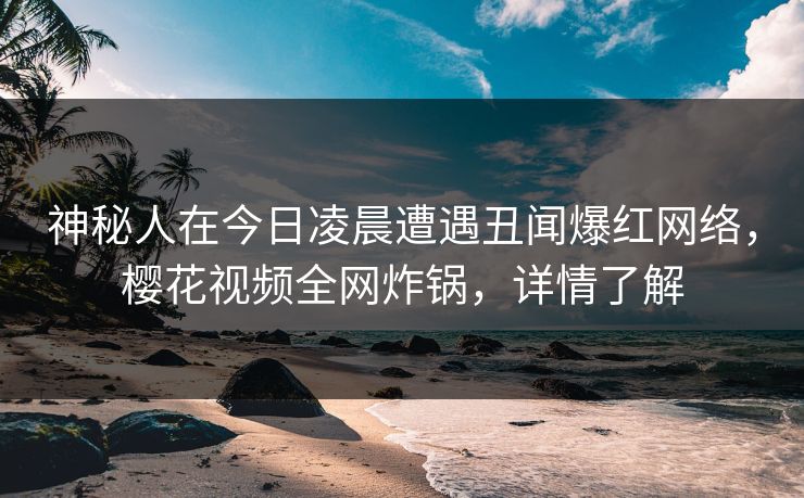 神秘人在今日凌晨遭遇丑闻爆红网络，樱花视频全网炸锅，详情了解
