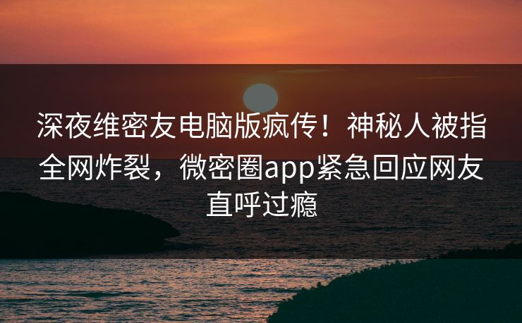 深夜维密友电脑版疯传！神秘人被指全网炸裂，微密圈app紧急回应网友直呼过瘾