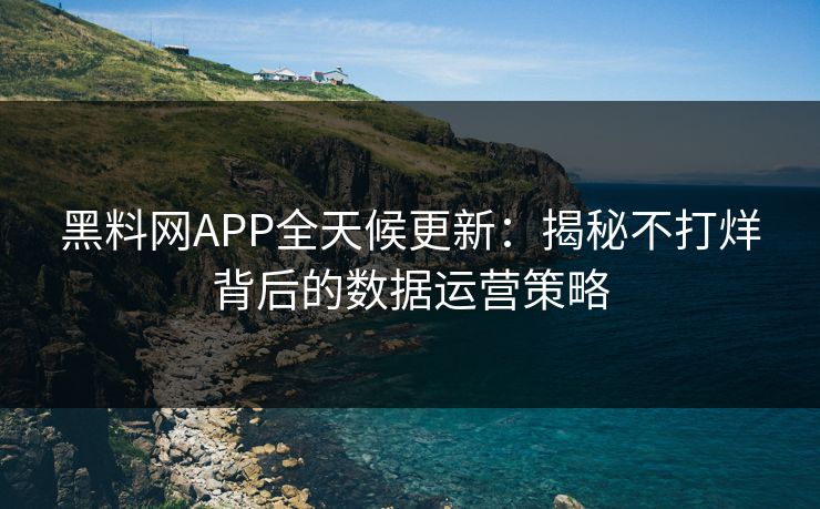 黑料网APP全天候更新：揭秘不打烊背后的数据运营策略